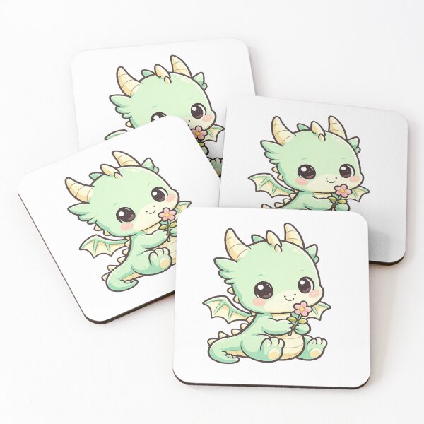 Item preview, Cute Chibi Dragon Holding Flower Kawaii Fantasy Art designed and sold by TommyArt94.