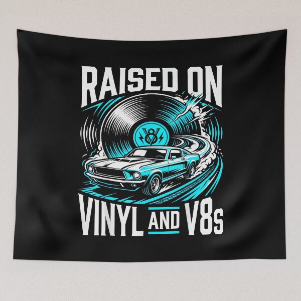 Item preview, Raised On Vinyl and V8s Retro Car Music Culture designed and sold by AlanYYoder.