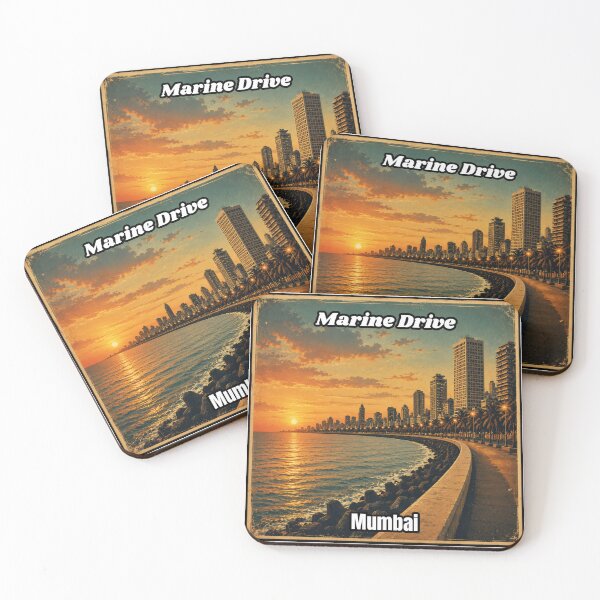 Item preview, Vintage Marine Drive Mumbai Golden Sunset Skyline designed and sold by PixelParinda.