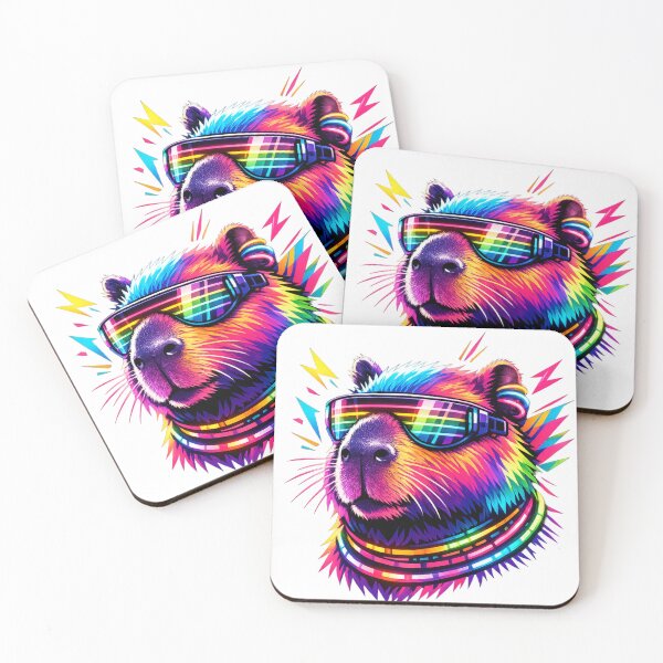 Item preview, Colorful Neon Rave Capybara Cyberpunk designed and sold by Art by Debasish.