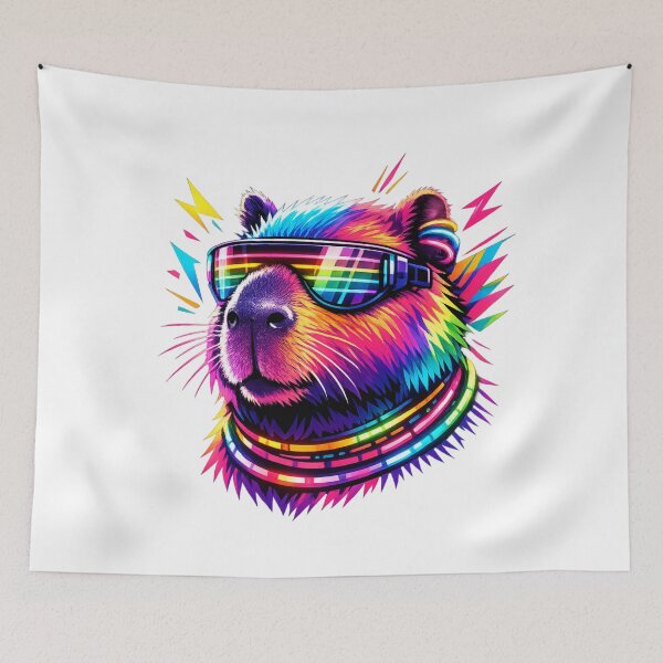 Item preview, Colorful Neon Rave Capybara Cyberpunk designed and sold by Art by Debasish.