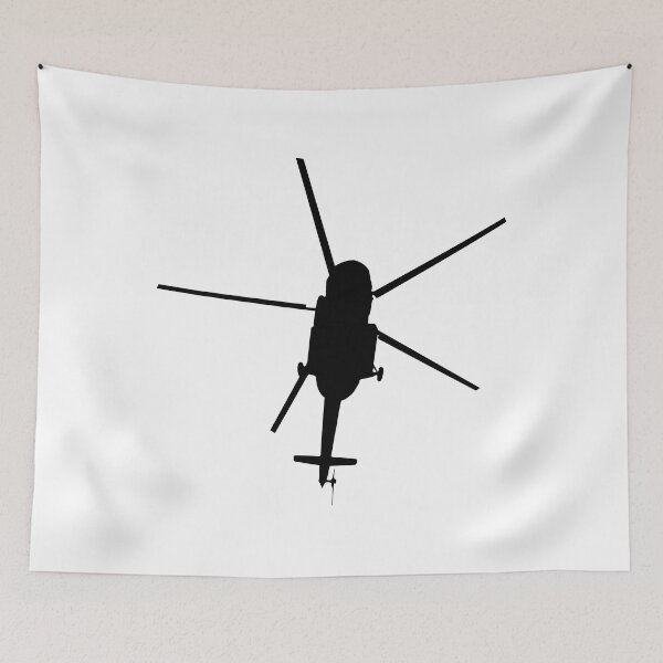 Item preview, Black helicopter silhouette on a white background designed and sold by ArtEventET.