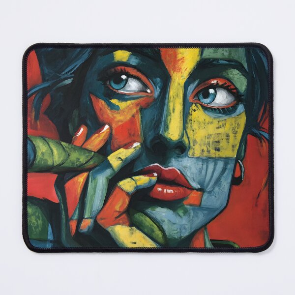 Item preview, Bold Abstract Woman Holding Cigar - Color Block Portrait with Striking Expression and Modern Art designed and sold by OlfactoART Studio.