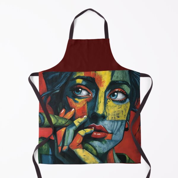Item preview, Mujer abstracta y audaz sosteniendo un cigarro: retrato con bloques de color, expresión impactante y arte moderno. designed and sold by OlfactoART Studio.