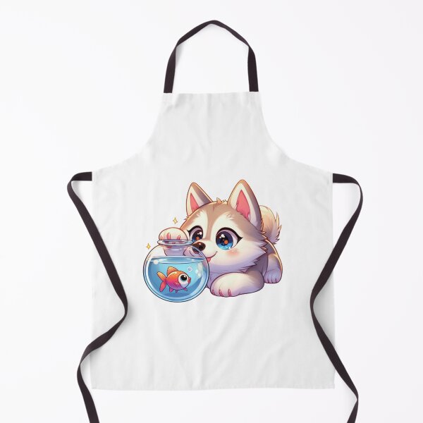 Item preview, Cute Husky Watching Goldfish Kawaii Puppy Cartoon designed and sold by carestazafeli.