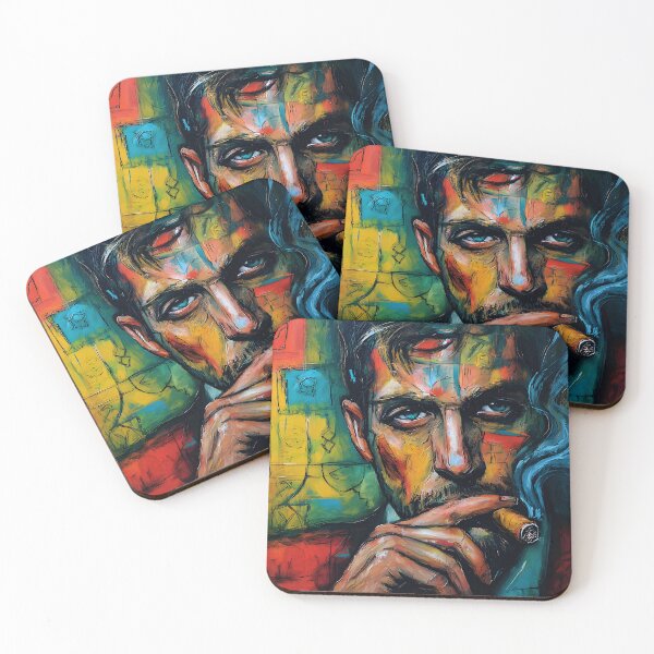 Item preview, Man with Cigar - Vibrant Abstract Portrait with Bold Color Energy and Expressive Modern Style designed and sold by OlfactoART Studio.