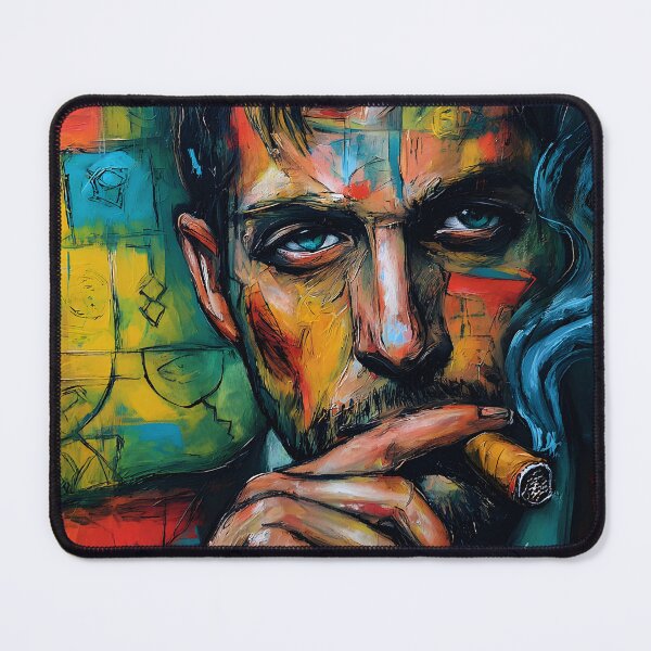 Item preview, Man with Cigar - Vibrant Abstract Portrait with Bold Color Energy and Expressive Modern Style designed and sold by OlfactoART Studio.