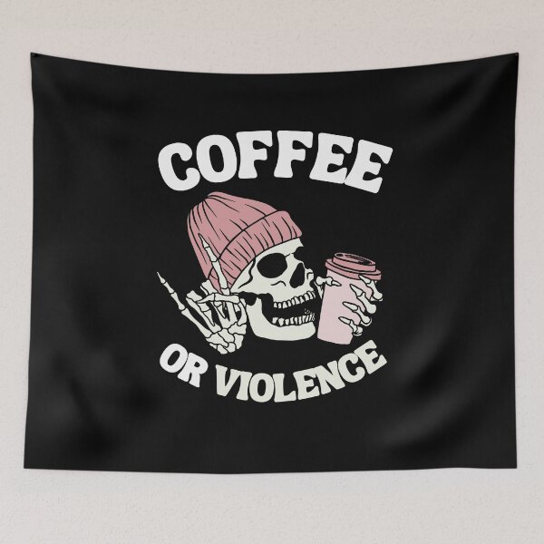 Item preview, coffee or violence simple classic design designed and sold by OldSkullDesigns.