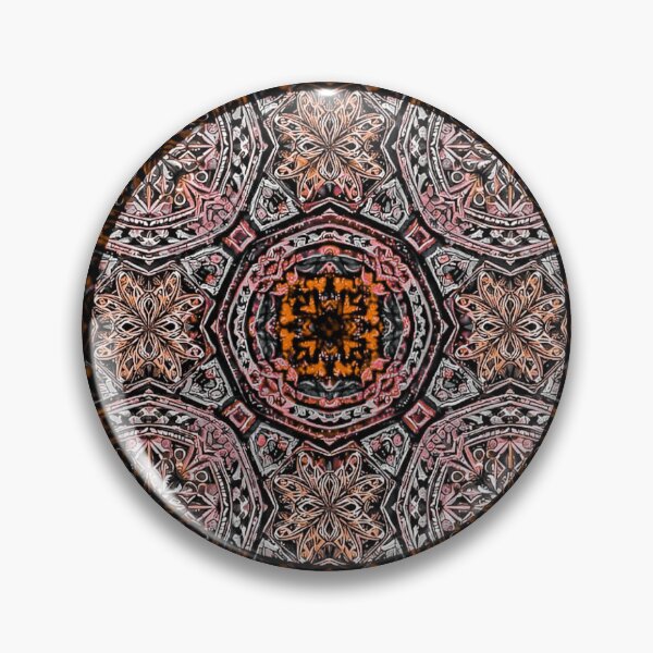 Item preview, Amber Mosaic Mandala: Obsidian Sunstone Kaleidoscope or Rustic Geometric Symmetry designed and sold by mackyartsstudio.