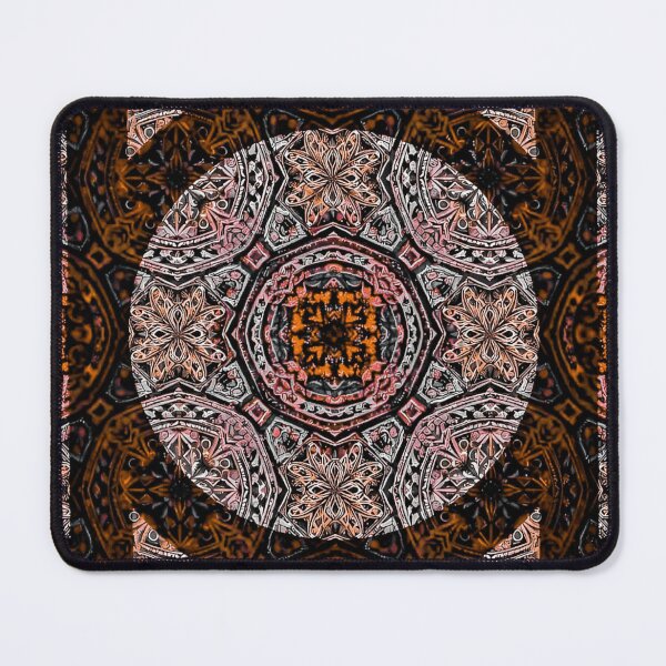 Item preview, Amber Mosaic Mandala: Obsidian Sunstone Kaleidoscope or Rustic Geometric Symmetry designed and sold by mackyartsstudio.