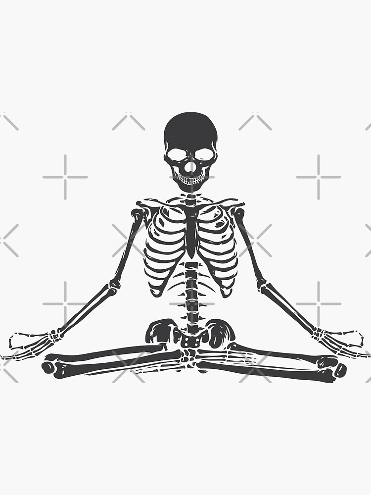 Thumbnail 3 of 3, Sticker, Meditating Skeleton designed and sold by Shayli Kipnis.