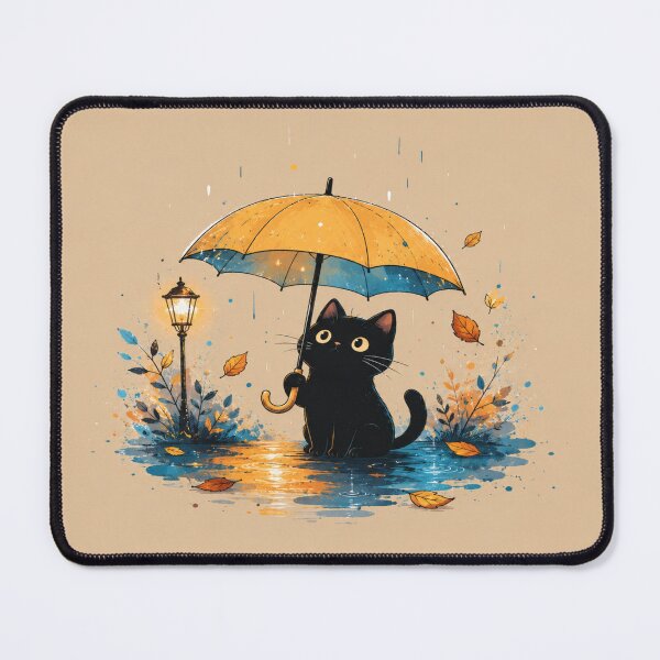Item preview, Midnight Cat Under Umbrella | Cozy Autumn Rain Aesthetic Tote Bag Design designed and sold by ArtoryNest.