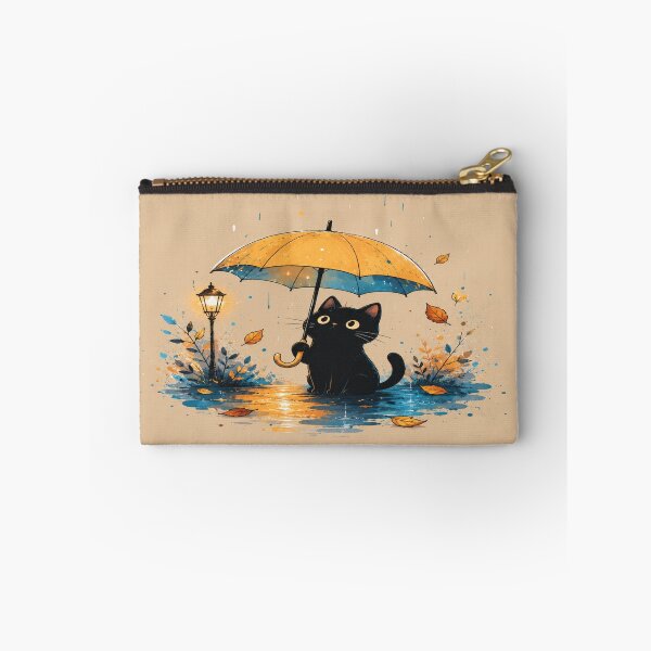 Item preview, Midnight Cat Under Umbrella | Cozy Autumn Rain Aesthetic Tote Bag Design designed and sold by ArtoryNest.