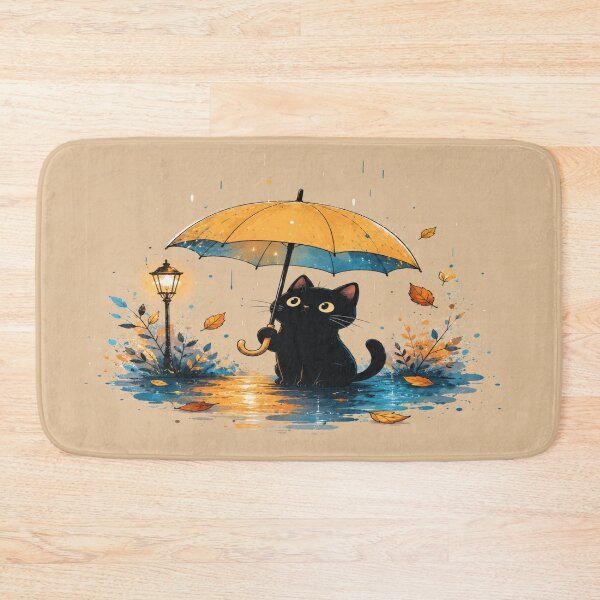 Item preview, Midnight Cat Under Umbrella | Cozy Autumn Rain Aesthetic Tote Bag Design designed and sold by ArtoryNest.