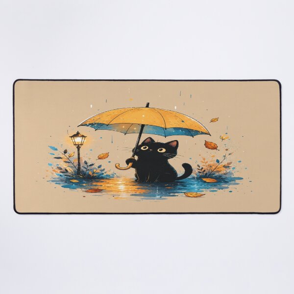 Item preview, Midnight Cat Under Umbrella | Cozy Autumn Rain Aesthetic Tote Bag Design designed and sold by ArtoryNest.