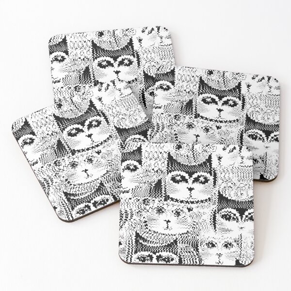 Item preview, Frazzled Stressed-Out Cat Faces Black White Designs designed and sold by DEC02.