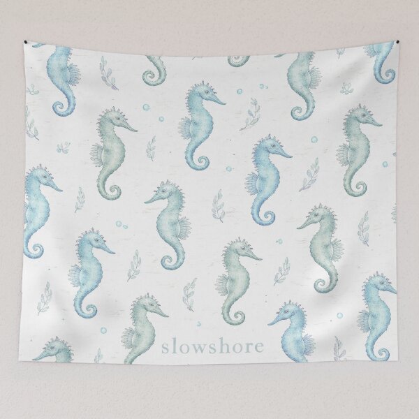 Item preview, Watercolor Seahorse Pattern | Coastal Ocean Aesthetic | Cute Sea Life Illustration | Beach House Decor | Nautical Nursery Art designed and sold by TheSlowShore.