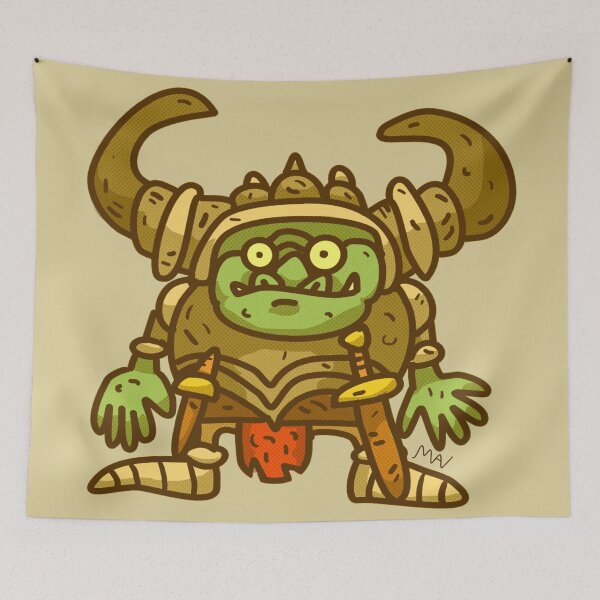 Item preview, An adorably cute (but fearsome) goblin guard with a horned helmet designed and sold by AlfreyArt.