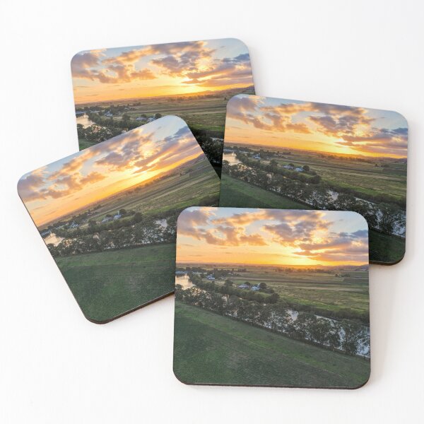 Item preview, Aerial view of a glowing sunset over rural farmland designed and sold by Southern Cross Lifestyle .