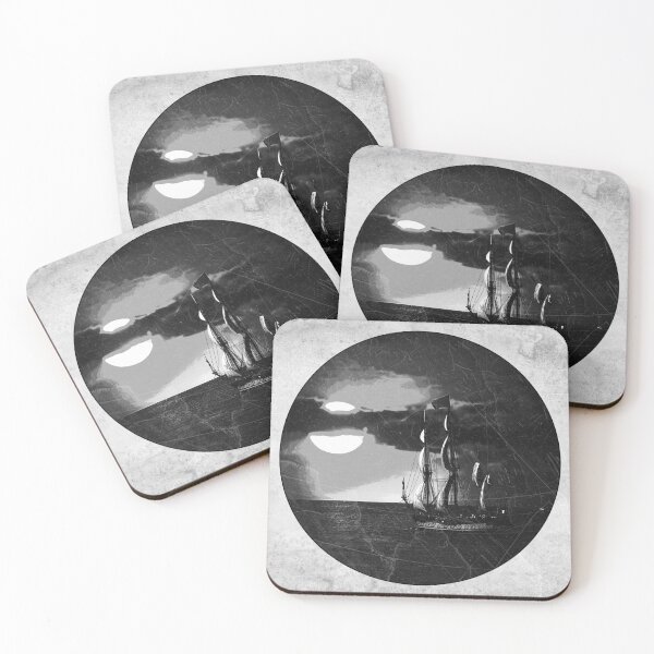 Item preview, Tall Ship Moonlit Night Sea Etched Illustration designed and sold by Ghoul Enterprises.