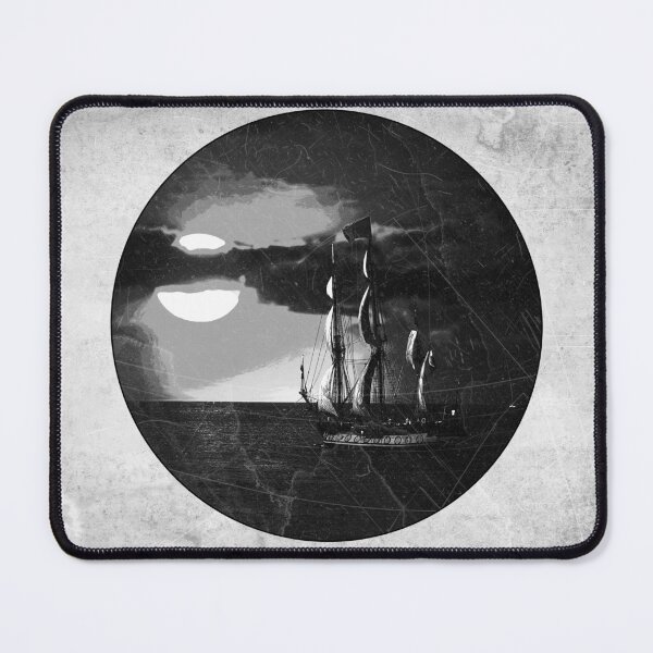 Item preview, Tall Ship Moonlit Night Sea Etched Illustration designed and sold by Ghoul Enterprises.