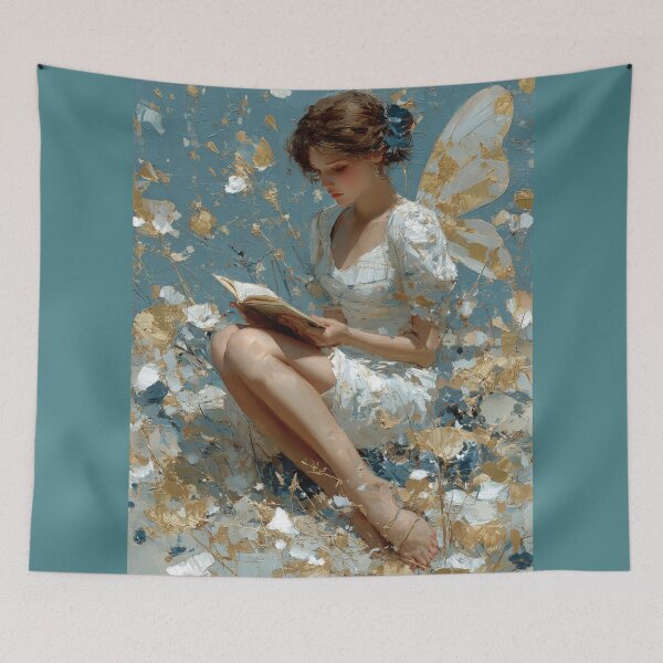 Item preview, Vintage Ethereal Fairy Reading in Golden Garden designed and sold by colorful-white.