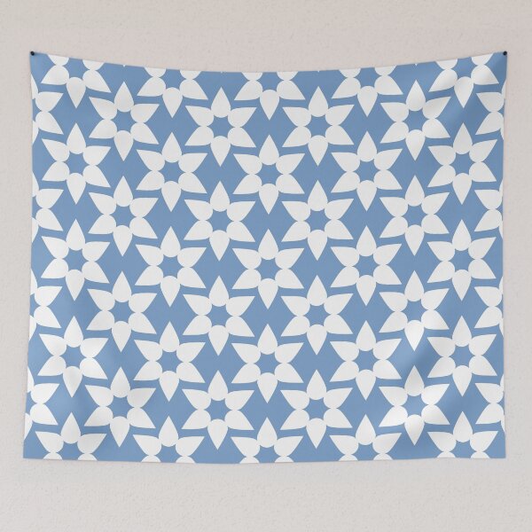 Item preview, Dark pastel blue & white abstract flowers designed and sold by Mint + Midnight.