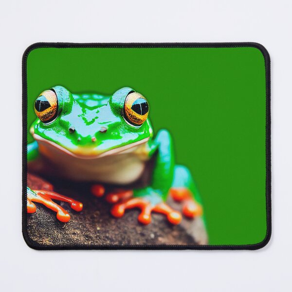 Item preview, Green frog sits on branch of tropical tree. Dumpy frog, green tree frog, papua green tree frog designed and sold by ArtEventET.