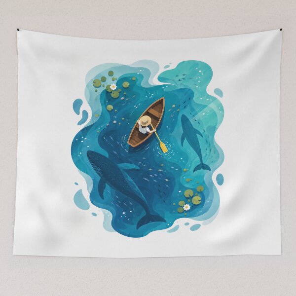 Item preview, Whales and Lilies in Azure Waters designed and sold by Rohan132.
