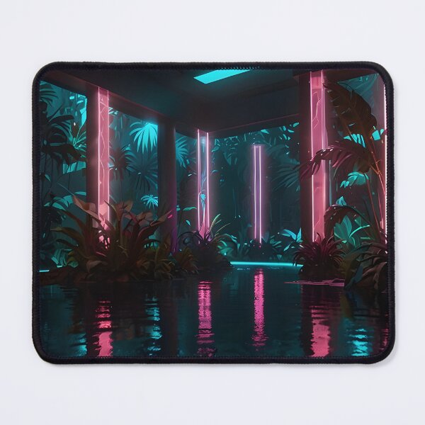 Item preview, Neon Bioluminescent Cyberpunk Jungle Landscape designed and sold by Glitchart66.