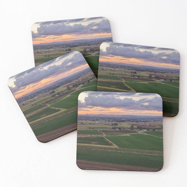 Item preview, Aerial view of a sunset over rural farmland designed and sold by Justin Mckinney.