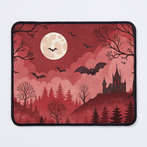 Item preview, Dark Gothic Halloween Pattern – Bats Moon Haunted Castle designed and sold by Erik Visnievskij.