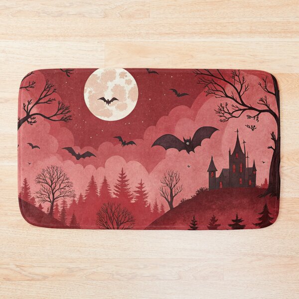 Item preview, Dark Gothic Halloween Pattern – Bats Moon Haunted Castle designed and sold by Erik Visnievskij.