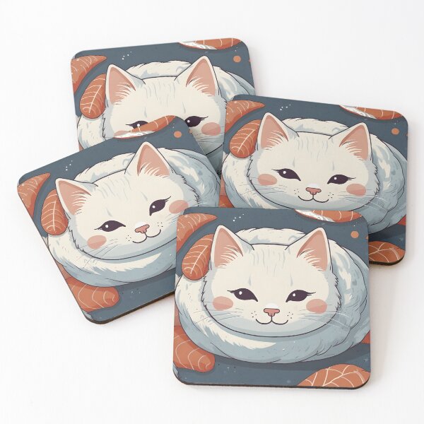 Artikelvorschau, Kawaii Flauschige Lachs-Nigiri-Sushi-Katze entworfen und verkauft von Glitchart66.