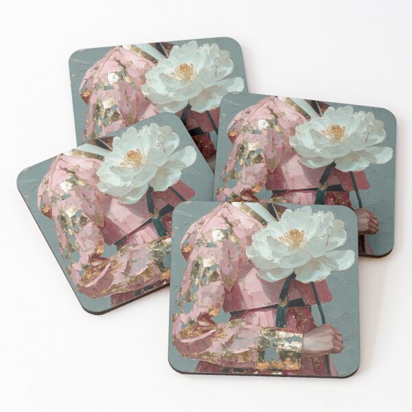 Item preview, Elegant Hanbok Girl with Golden Peony Blossom designed and sold by colorful-white.
