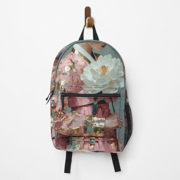 Item preview, Elegant Hanbok Girl with Golden Peony Blossom designed and sold by colorful-white.