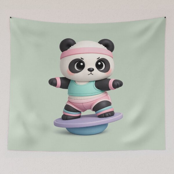 Item preview, Cute Panda Balance Board Gym Buddy | Kawaii 3D CGI Workout Animal designed and sold by Moons Studio.