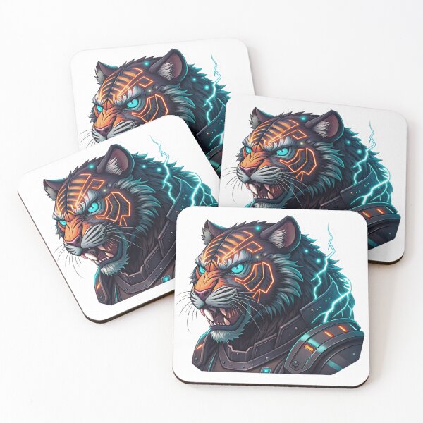 Item preview, Cyberpunk Tiger Sticker – Neon Futuristic Beast Design designed and sold by Erik Visnievskij.