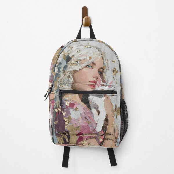 Item preview, Silver Haired Girl with White Cat and Gold Foil designed and sold by colorful-white.
