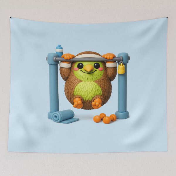 Item preview, Cute Kiwi Pull-Up Workout | Kawaii Gym Bird Calisthenics Fitness Motivation designed and sold by Moons Studio.