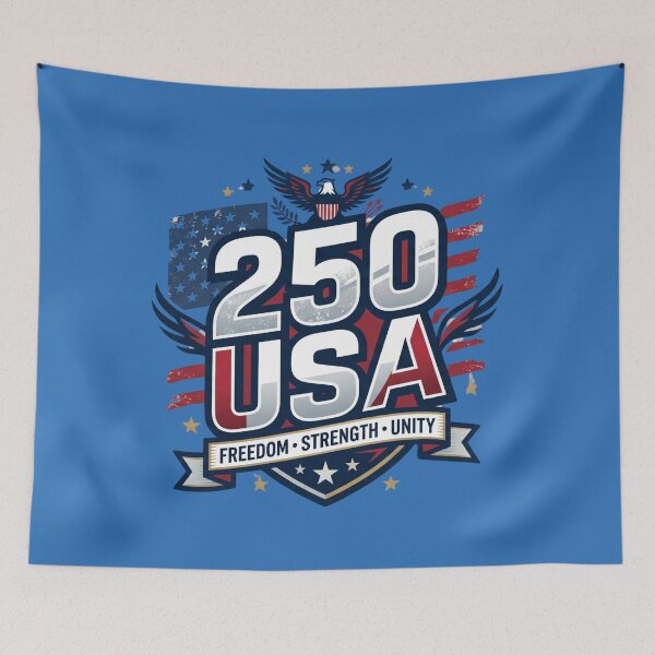 Item preview, USA 250 Years of Freedom Strength Unity - 1776-2026 Sestercentennial Bold Patriot Shield designed and sold by MojNetSerwis WWK.