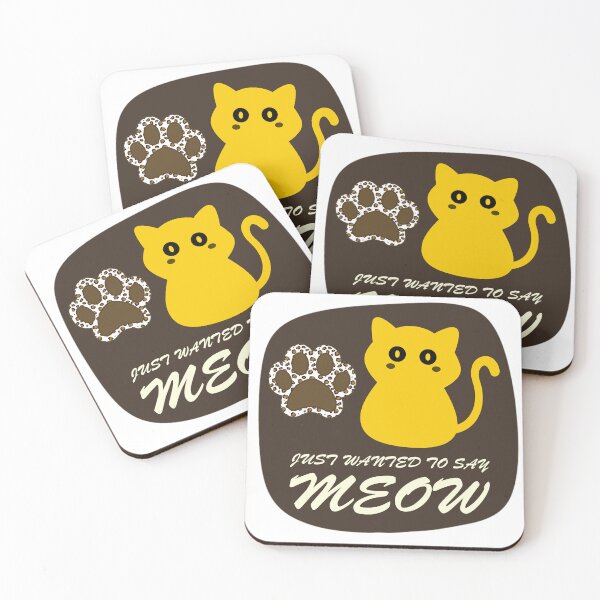 Item preview, Just Wanted (want) to Say Meow - Cute Yellow Cat & Leopard Print Paw Graphic designed and sold by Drishya-Designs.