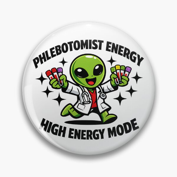 Item preview, Cute Alien Phlebotomist Energy Mode Funny Sci Fi Medical Lab Tech Design for National Phlebotomists Recognition Week designed and sold by ClinicalHubs.