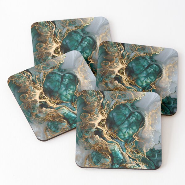 Item preview, Emerald Gold Fluid Marble designed and sold by CosmicGlyph.