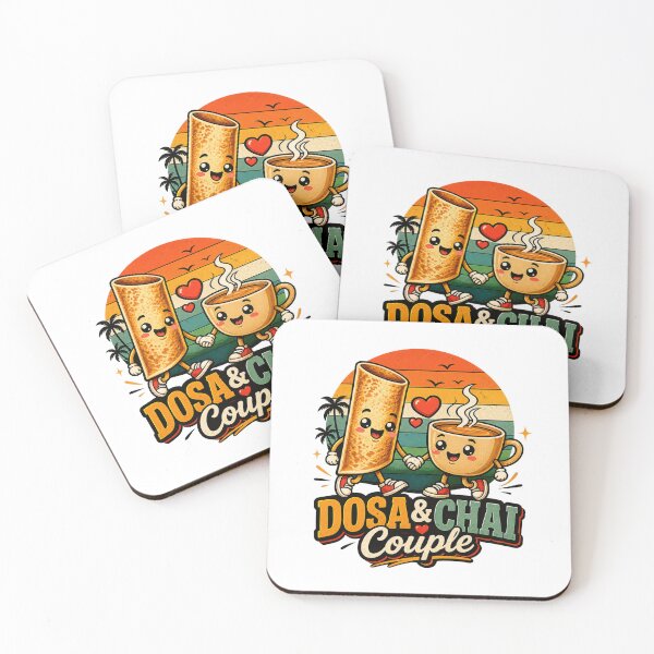 Item preview, Dosa & Chai Couple – Cute Kawaii Indian Food Lover Retro Sunset designed and sold by Globalcitytees.
