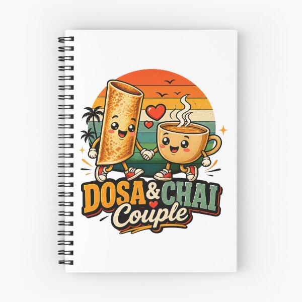 Item preview, Dosa & Chai Couple – Cute Kawaii Indian Food Lover Retro Sunset designed and sold by Globalcitytees.