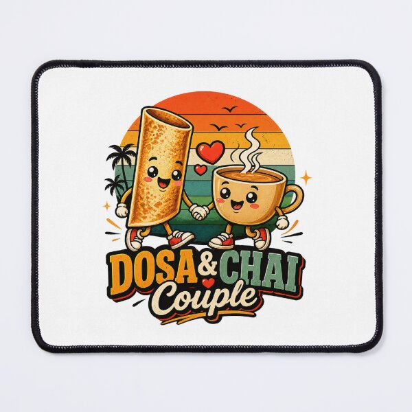 Item preview, Dosa & Chai Couple – Cute Kawaii Indian Food Lover Retro Sunset designed and sold by Globalcitytees.