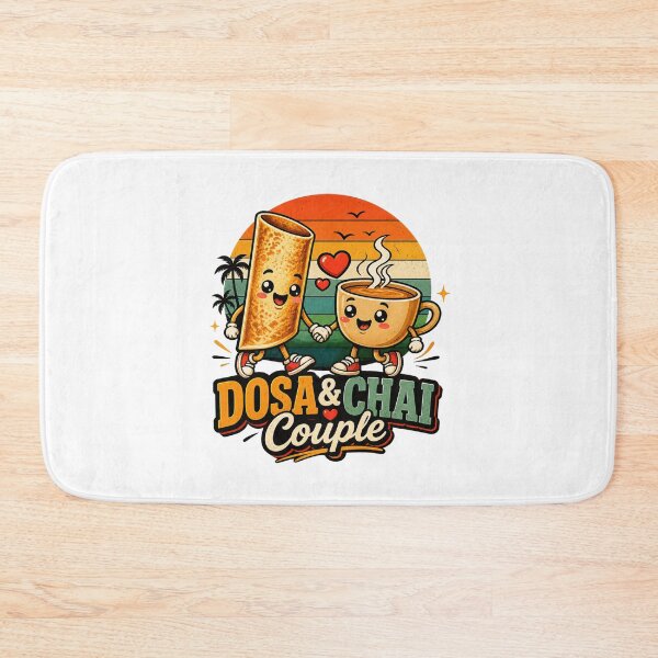 Item preview, Dosa & Chai Couple – Cute Kawaii Indian Food Lover Retro Sunset designed and sold by Globalcitytees.