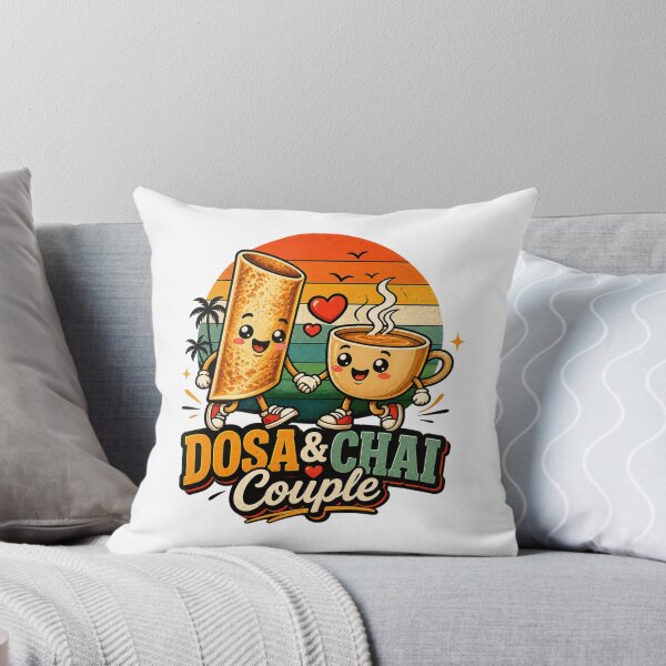 Item preview, Dosa & Chai Couple – Cute Kawaii Indian Food Lover Retro Sunset designed and sold by Globalcitytees.