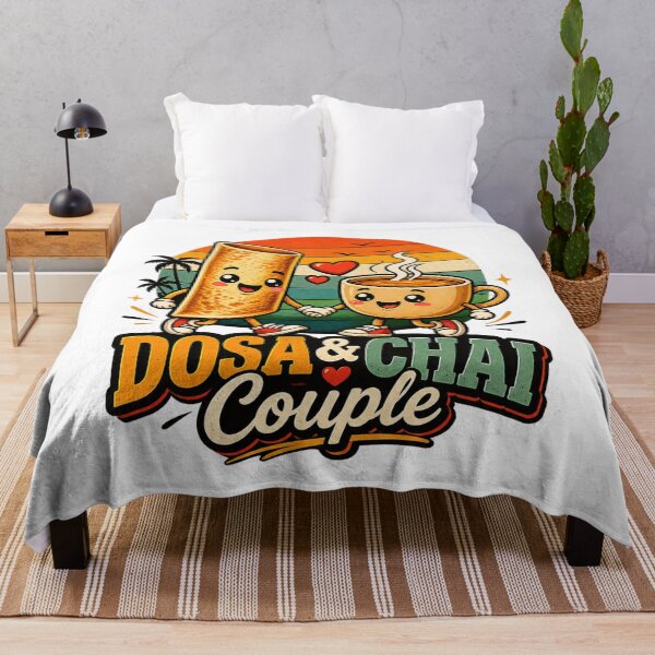Item preview, Dosa & Chai Couple – Cute Kawaii Indian Food Lover Retro Sunset designed and sold by Globalcitytees.